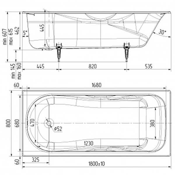 Ванна чугунная ножки в комплекте 1800х800 мм, 21702 фото  в интернет-магазине Санкомп