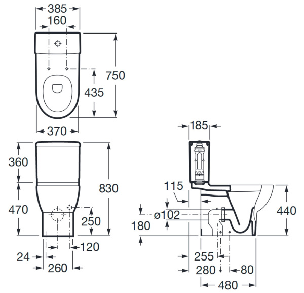 Унитаз-компакт для инвалидов МГН, УНИВЕРСАЛЬНЫЙ, 750х385х830 (450), 2 РЕЖИМА, СИДЕНЬЕ А/Б МИКРОЛИФТ фото  в интернет-магазине Санкомп
