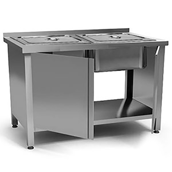 Мойка для эндоскопов 2 секции 500х500х300 с двумя крышками для мойки 1 отв 1200х600х850 мм, 26719 фото арт.26719