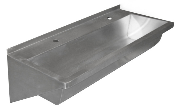 Раковина из нержавеющей стали коллективная 2 отверстия под смеситель (1200х474х200) Слив СЛЕВА, 2615 фото  в интернет-магазине Санкомп