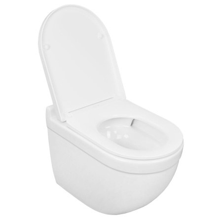 Унитаз подвесной БЕЗОБОДКОВЫЙ (520х360х410) смыв "Торнадо" СИДЕНЬЕМ МИКРОЛИФТ 22579  фото  в интернет-магазине Санкомп