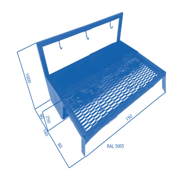 Мойка металлическая для чистки обуви с поддоном, разборная 1500x1600x780 мм RAL 5005, 26948 фото  в интернет-магазине Санкомп