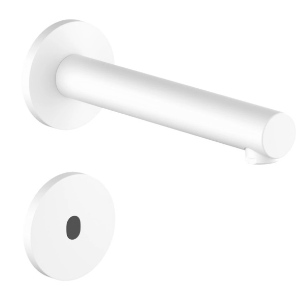 Кран настенный скрытого монтажа с литым изливом СЕНСОРНЫЙ Белый, 27161 фото  в интернет-магазине Санкомп