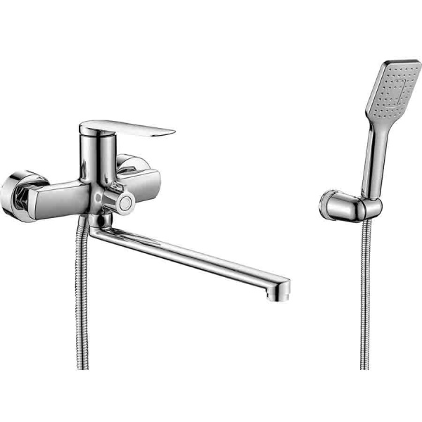 Смеситель для ванны настенный ОДНОРЫЧАЖНЫЙ, излив поворотный 275 мм, лейка 1 режим, 26149 фото  в интернет-магазине Санкомп