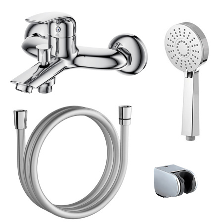 Смеситель для ванны настенный, излив короткий, лейка 1 режим, 22294 фото  в интернет-магазине Санкомп