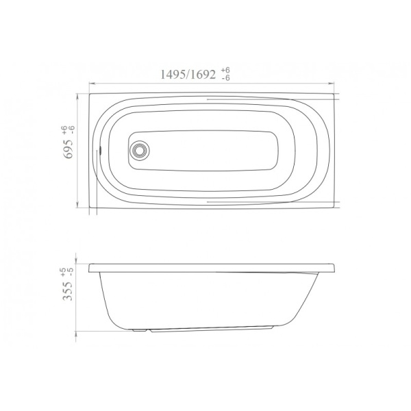 Ванна акриловая прямоугольная в полной комплектации 1700х700х350 мм, 24706 фото  в интернет-магазине Санкомп