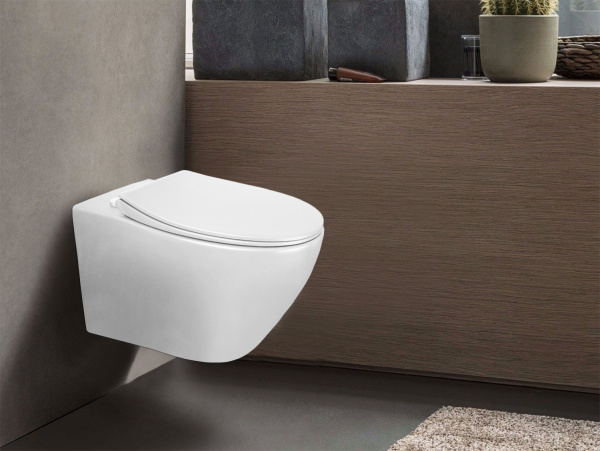 Унитаз подвесной БЕЗОБОДКОВЫЙ (370х520х360) С СИДЕНЬЕМ МИКРОЛИФТ 22567  фото  в интернет-магазине Санкомп