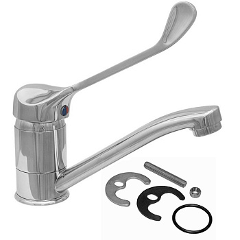 Смеситель ЛОКТЕВОЙ (ХИРУРГИЧЕСКИЙ) для раковины, (К40), с поворотным изливом 15 см, ШПИЛЬКА фото  в интернет-магазине Санкомп
