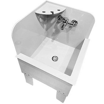 Слив технический напольный 500х500х820 УГЛОВОЙ с экраном СО СМЕСИТЕЛЕМ, 17603 фото  в интернет-магазине Санкомп