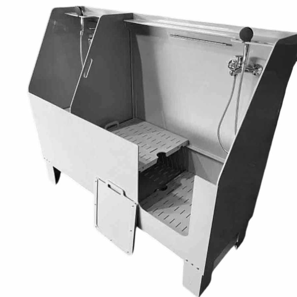 Ванна для груминга для собак с экраном 1800х650х1500 мм 2 СЕКЦИИ СО СМЕСИТЕЛЯМИ И ПОДДОНАМИ 18248 фото  в интернет-магазине Санкомп