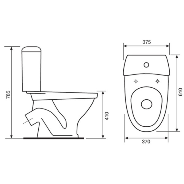 Унитаз компакт керамика косой выпуск (610х375х785) 1-режимная арматура, сидение ПП Микролифт, 16325 фото  в интернет-магазине Санкомп