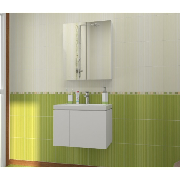 Тумба подвесная в комплекте с раковиной 60 см БЕЛАЯ фото  в интернет-магазине Санкомп