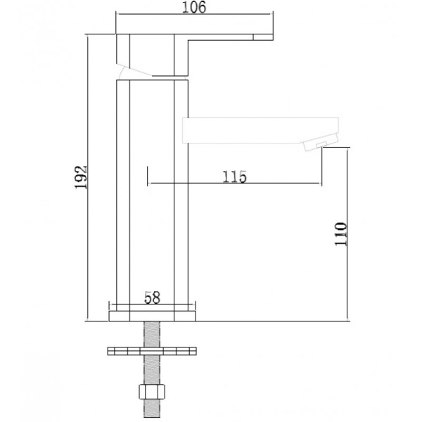 Смеситель нержавеющая сталь для раковины литой излив 115х110 мм фото  в интернет-магазине Санкомп