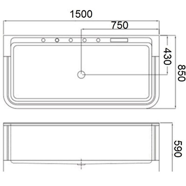 Ванна акриловая прямоугольная гидромассажная 1500х850 мм, 21859 фото  в интернет-магазине Санкомп