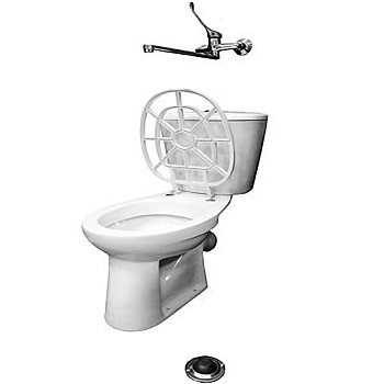 Слив технический СТ-0 компакт косой, решетка пластик, смеситель локтевой 40 см, ножной смыв, 12966 фото  в интернет-магазине Санкомп