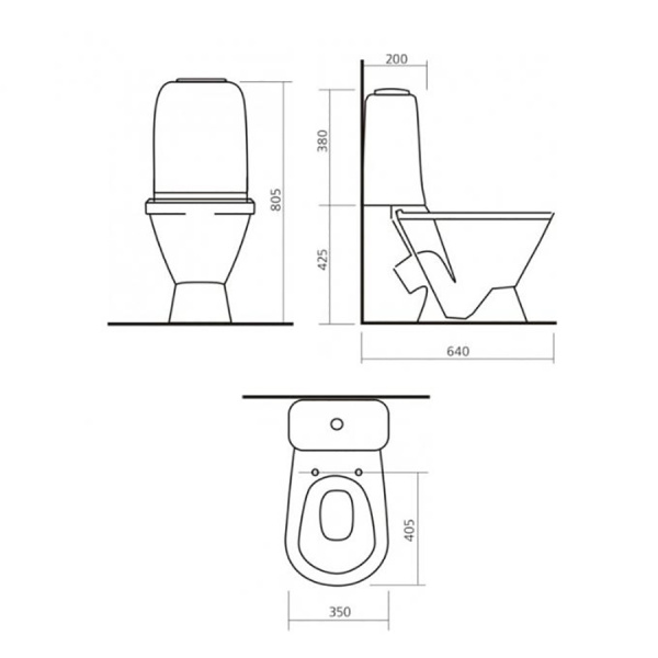 Унитаз компакт керамика косой выпуск (640х350х805) кнопка 1-режим, Сидение ПП, 799 фото  в интернет-магазине Санкомп
