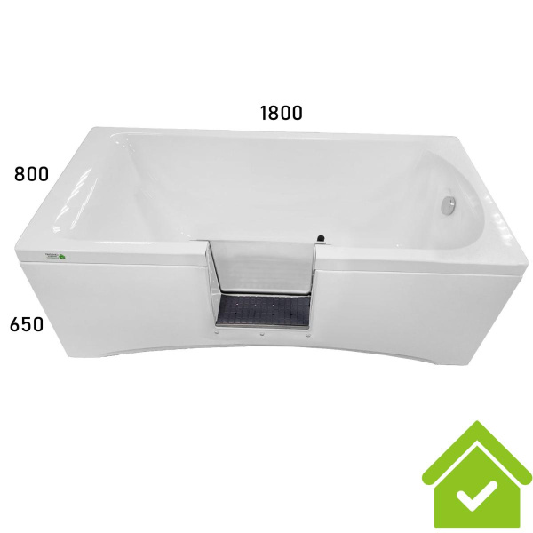 Ванна с дверцей 1800х800х650 мм СЛИВ СПРАВА, ДВЕРЦА ПО ЦЕНТРУ БЕЛАЯ, 27075 фото  в интернет-магазине Санкомп