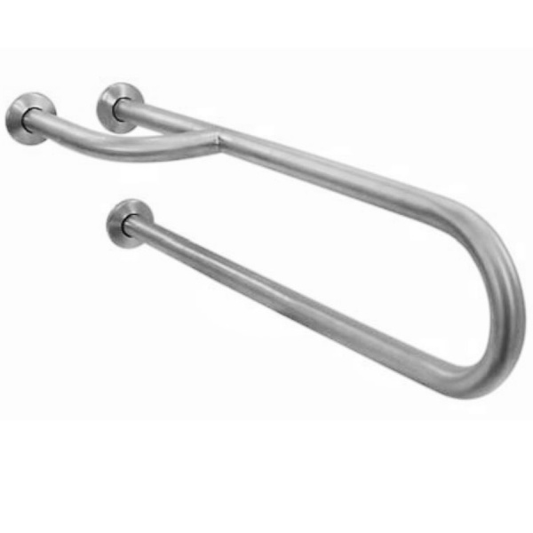 Поручень настенный 3 опоры нержавеющий матовый 600х230х280 ЛЕВЫЙ, 19307 фото  в интернет-магазине Санкомп