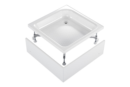 Поддон акриловый квадратный 900х900х300(150) мм, Ø 50 мм с экраном и ножками 21513  фото  в интернет-магазине Санкомп