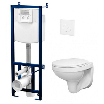 Унитаз подвесной с инсталляцией с кнопкой Белый 19949 фото  в интернет-магазине Санкомп