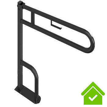 Поручень черный напольный подъёмный с держателем для бумаги из нержавеющей стали 870х100х770, 20877 фото  в интернет-магазине Санкомп