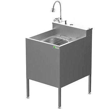 Видуар из нержавейки AISI 304 моноблок c бачком смесителем с гибким изливом и дозатором, 20628 фото в интернет-магазине СанКомп www.sancomp.ru