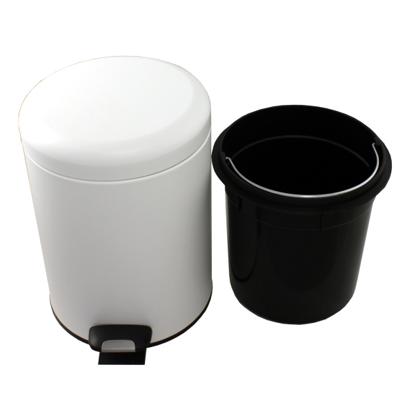 Ведро из нержавеющей стали с подъёмной крышкой 5 литров Белое, 21214 фото  в интернет-магазине Санкомп