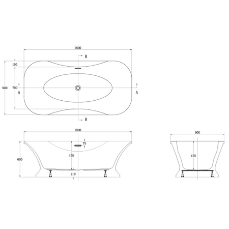 Ванна акриловая овальная отдельностоящая в комплектации 1695х880 мм, 21986 фото  в интернет-магазине Санкомп