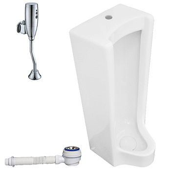 Писсуар напольный керамический, вход наружный (345х355х850) в комплекте с СЕНСОРОМ и сифоном фото  в интернет-магазине Санкомп