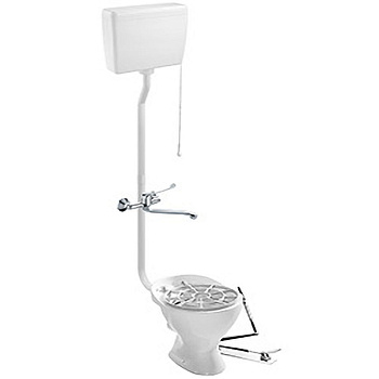 Слив технический СТ-2, бачок высокий ПЛАСТИК, решетка пластик, смеситель локтевой 30 см, 12584 фото  в интернет-магазине Санкомп