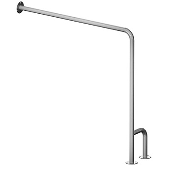 Поручень настенный с двойной опорой на пол из нержавеющей стали 750х230х750 ЛЕВЫЙ, 15780 фото  в интернет-магазине Санкомп
