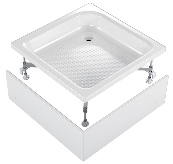 Поддон акриловый квадратный 800х800х300(150) мм, Ø 50 мм с экраном и ножками 17833  фото  в интернет-магазине Санкомп