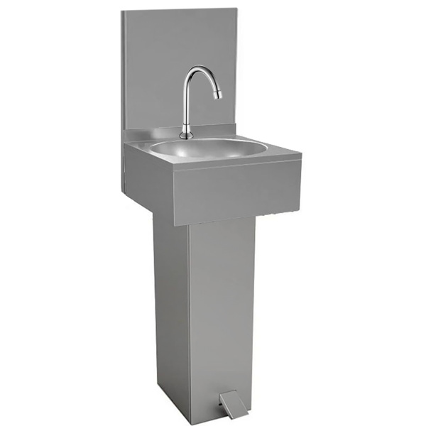 Мойка пристенная на стойке с фартуком 440х500х1500/850 из нержавеющей стали AISI 304, 26071 фото арт.26071