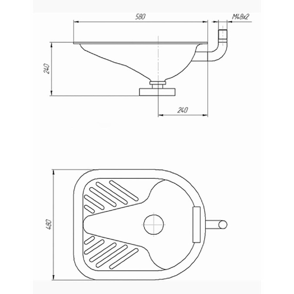 Чаша Генуя из нержавеющей стали с рассекателем С ФЛАНЦЕМ 580х480х240, 02541 фото  в интернет-магазине Санкомп