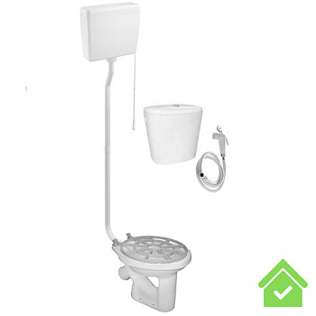 Видуар АНТИВСПЛЕСК, с высоким бачком ПЛАСТИК, бачком для раствора КЕРАМИКА, РЕШЕТКА, 18782 фото в интернет-магазине СанКомп www.sancomp.ru