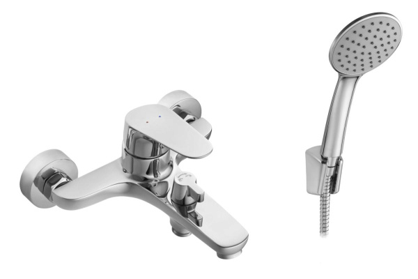 Смеситель для ванны настенный ОДНОРЫЧАЖНЫЙ, излив литой, длина излива 192 мм, лейка 1 режим, 22763  фото  в интернет-магазине Санкомп