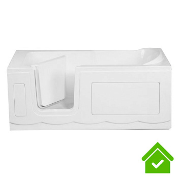 Ванна для инвалидов и пожилых с дверцей лежачая 1500х750х610 мм ЛЕВАЯ 22023 фото  в интернет-магазине Санкомп
