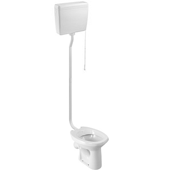 Унитаз с высоким бачком пластик, сиденье эконом, труба наружная пластик, 19725 фото  в интернет-магазине Санкомп