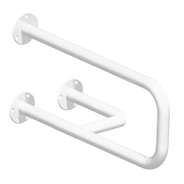 Поручень настенный 3 опоры стальной БЕЛЫЙ 515х230х280 ПРАВЫЙ, 2453 фото  в интернет-магазине Санкомп