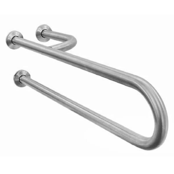 Поручень настенный 3 опоры нержавеющий матовый 600х230х280 ПРАВЫЙ, 19306 фото  в интернет-магазине Санкомп