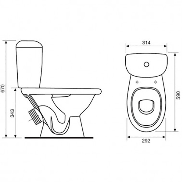 Унитаз-компакт детский с косым выпуском (590х314х670(343)), 12796 фото  в интернет-магазине Санкомп