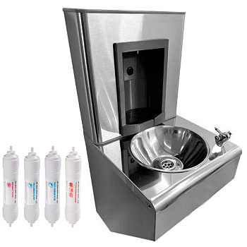 Станция питьевая кнопочная подвесная 2 чаши Х/В, С/Ф, Б/УФ, Б/Г, Б/ТО, Б/О, 420x440x875 26643 фото  в интернет-магазине Санкомп