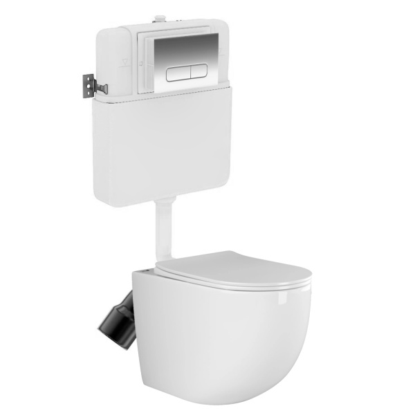 Унитаз напольный безободковый со встроеным бачком выпуск горизонтальный, сиденье микролифт, 27190 фото  в интернет-магазине Санкомп