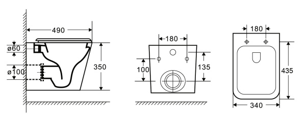 Унитаз подвесной БЕЗОБОДКОВЫЙ с сиденьем микролифт с инсталляцией, БЕЗ КЛАВИШИ 22429   фото  в интернет-магазине Санкомп