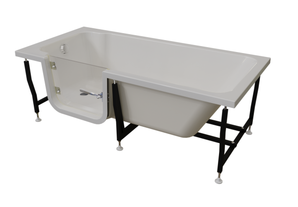 Ванна для инвалидов и пожилых со стеклянной дверцей лежачая левая 1680х800х610 мм, 22773  фото  в интернет-магазине Санкомп
