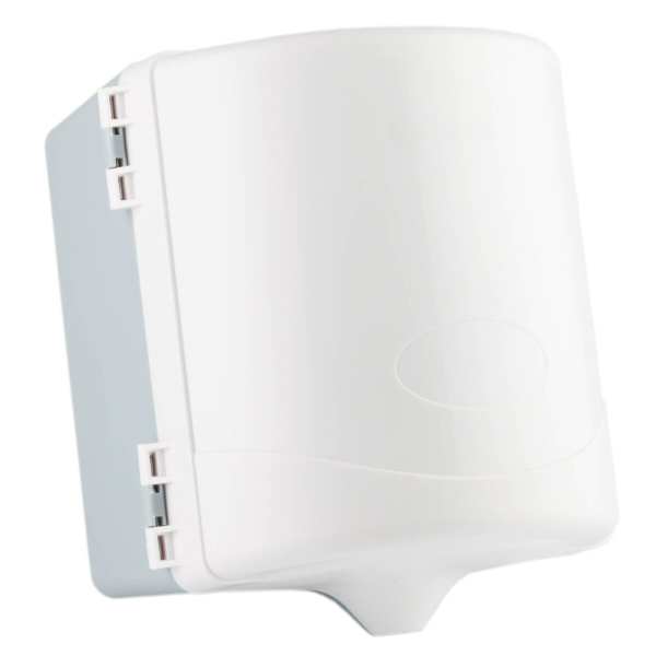 Диспенсер рулонных полотенец с центральной вытяжкой (механический).Металлический замок. Цвет: белый фото  в интернет-магазине Санкомп