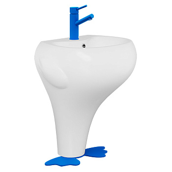 Умывальник на пьедестале ДЕТСКИЙ С/О, Б/П 52 см ПОЛУКРУГЛЫЙ (395х523х635) лапки синие, 20870 фото  в интернет-магазине Санкомп