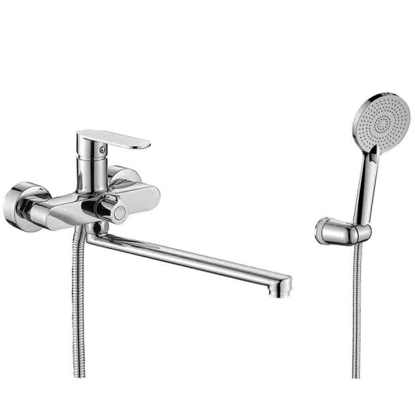 Смеситель для ванны настенный ОДНОРЫЧАЖНЫЙ, излив поворотный 272 мм, лейка 1 режим, 26143 фото  в интернет-магазине Санкомп