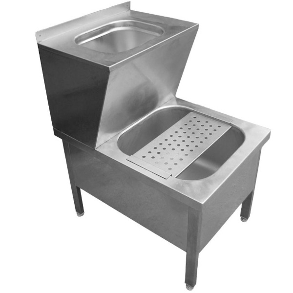 Видуар  с мойкой нержавеющая сталь, со съемной РЕШЕТКОЙ, 20350 фото в интернет-магазине СанКомп www.sancomp.ru