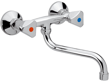 Смеситель для мойки настенный с нижним изливом фото  в интернет-магазине Санкомп